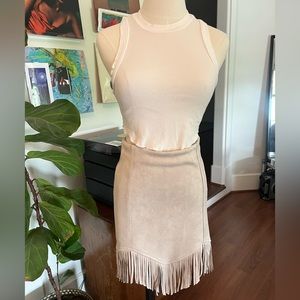 Jealous Tomato Faux Suede Fringe Skirt